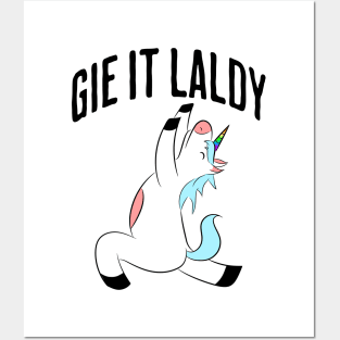 Scottish Slang: Gie It Laldy (Give it your all) Unicorn design Posters and Art